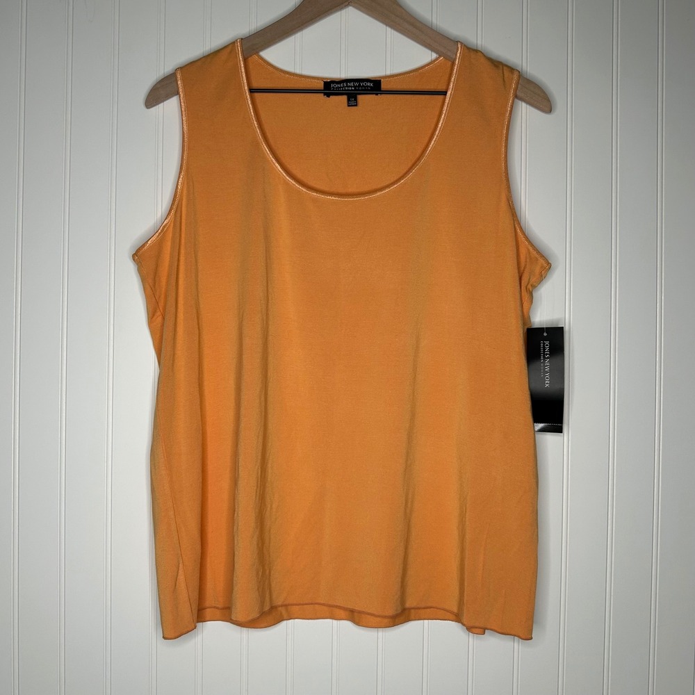 Jones New York Collection Womens Tank Top 1X Orange Rayon Stretch Plus Size